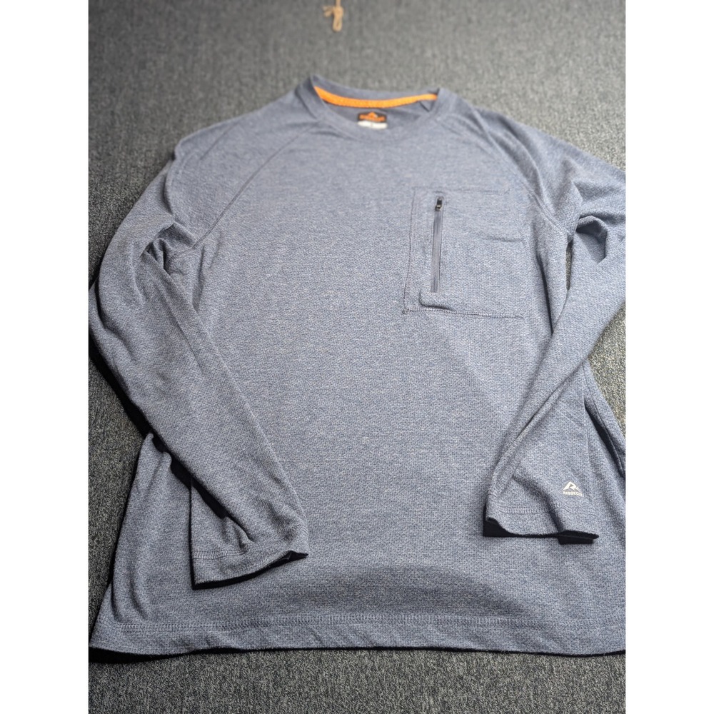 Ridgecut Toughwear Mens Small Blue Long Sleeve Zip Pocket Performance Shirt